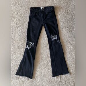 Free People size 26 Black Distressed Flare Jeans